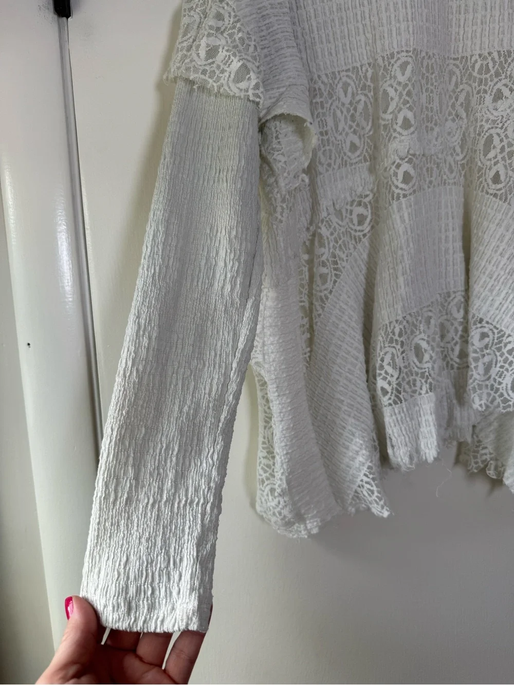 Free People Snowfall Tunic Top Lacy Romantic Soft Girl Boho Chic Coquette Airy